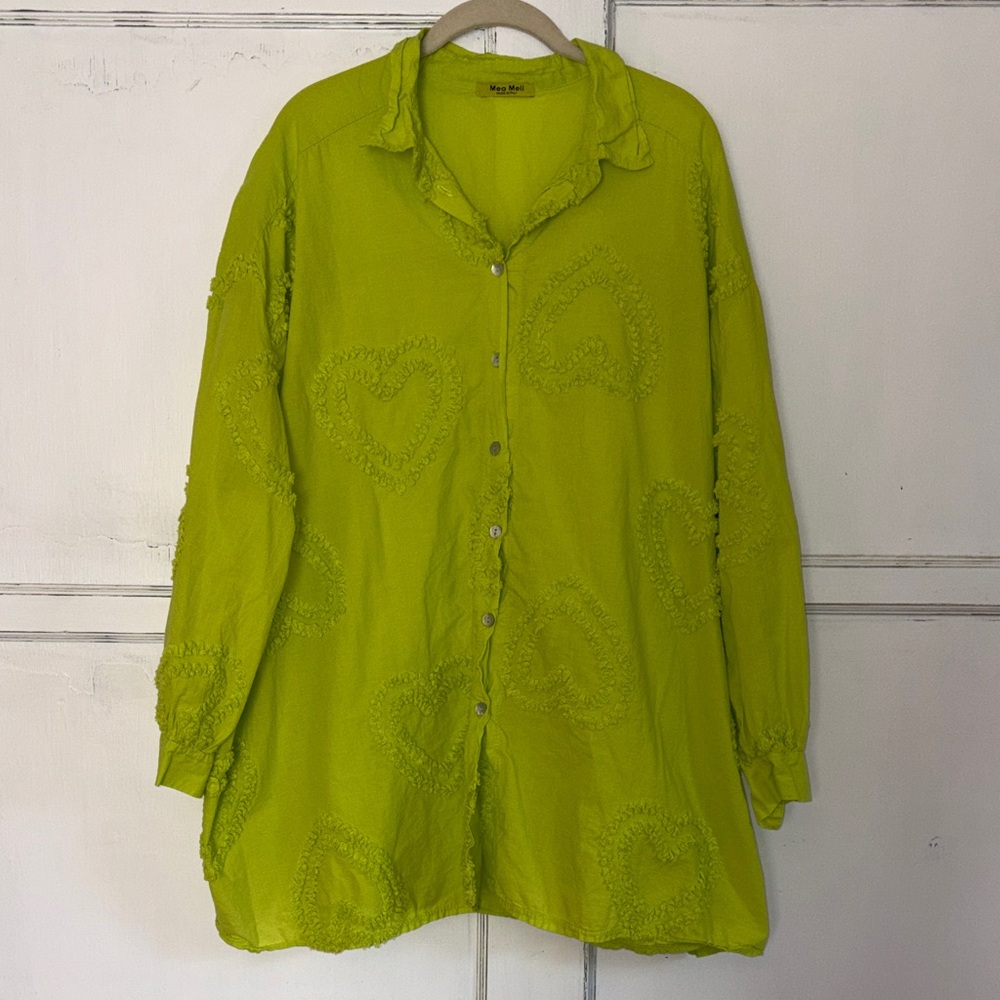 Vero Moda Lime Green Button-Front Dress Shirt
